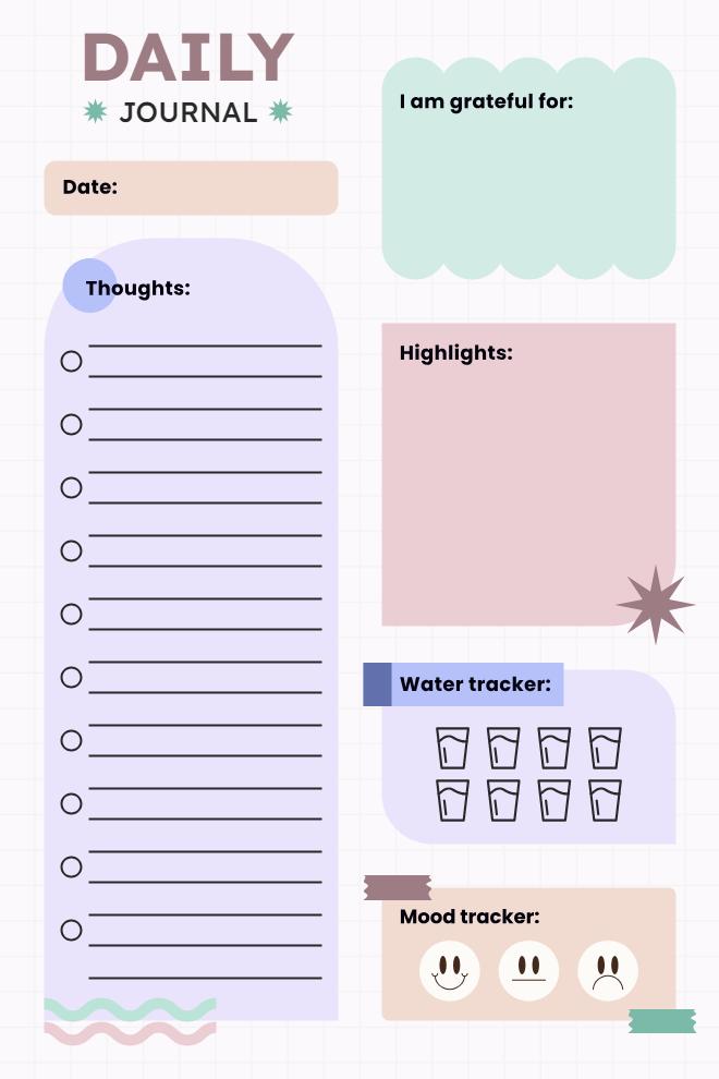 Daily Journal Templates Customizable PDF Printable Download
