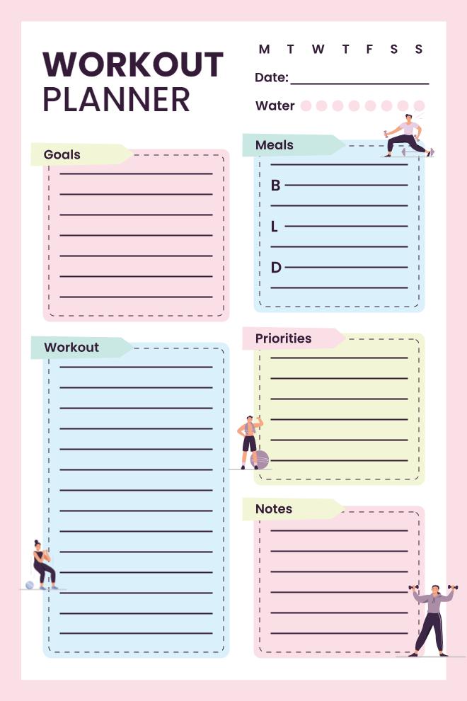 Daily Fitness Goals And Workout Routine Planner