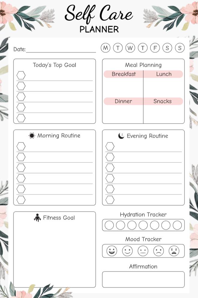 Daily Self Care And Wellness Planner
