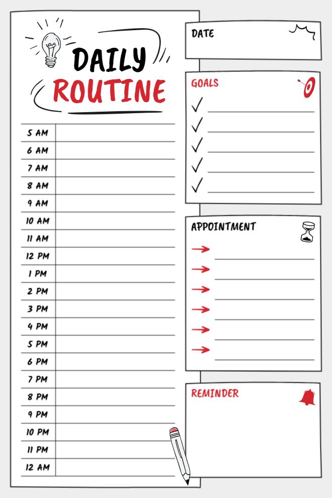 Organized Daily Routine with Goals Planner